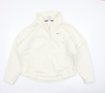 Nike Women’s Ivory S Therma-FIT 1/4 Zip Fleece Sweatshirt Pockets