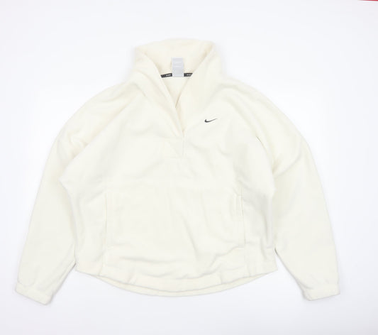 Nike Women’s Ivory S Therma-FIT 1/4 Zip Fleece Sweatshirt Pockets