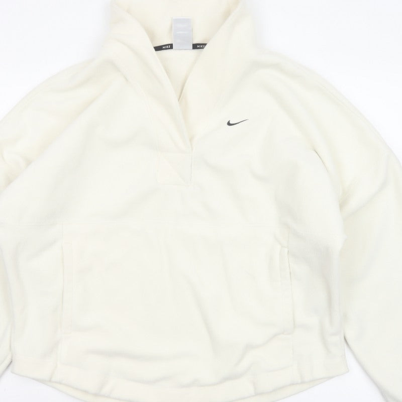 Nike Women’s Ivory S Therma-FIT 1/4 Zip Fleece Sweatshirt Pockets