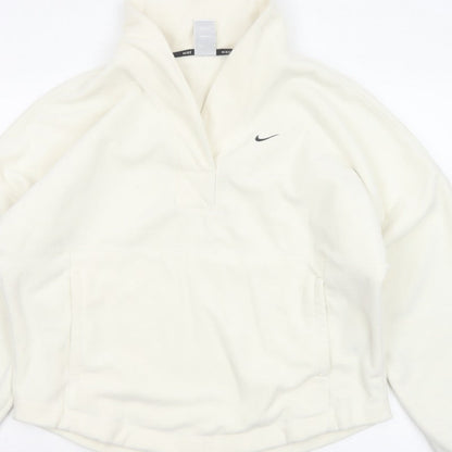 Nike Women’s Ivory S Therma-FIT 1/4 Zip Fleece Sweatshirt Pockets