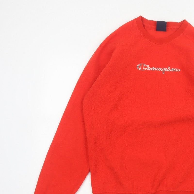 Champion Men's Red M Fleece Crew Neck Pullover Sweatshirt Logo