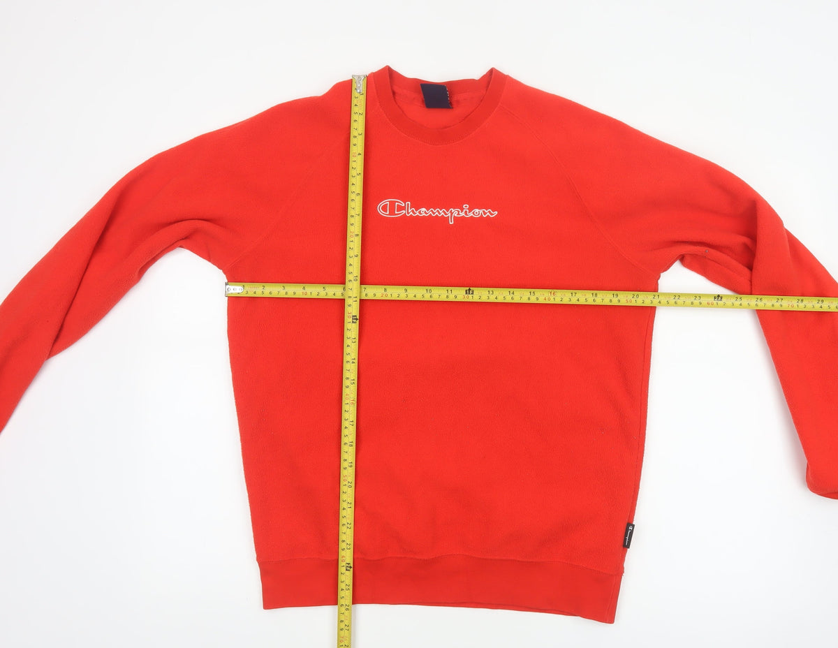 Champion Men's Red M Fleece Crew Neck Pullover Sweatshirt Logo