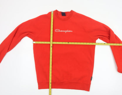 Champion Men's Red M Fleece Crew Neck Pullover Sweatshirt Logo