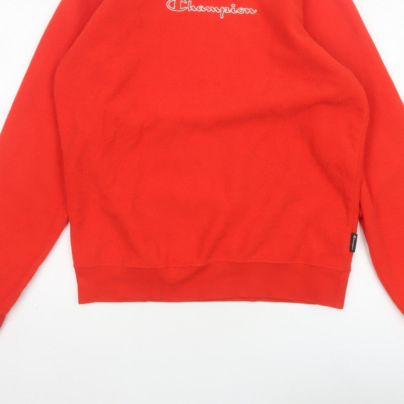 Champion Men's Red M Fleece Crew Neck Pullover Sweatshirt Logo