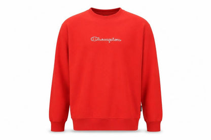 Champion Men's Red M Fleece Crew Neck Pullover Sweatshirt Logo