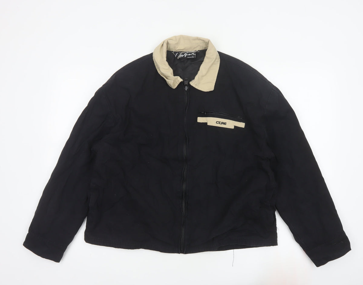 Couture Women’s Black Cotton Zip Jacket UK 8 Beige Collar Logo