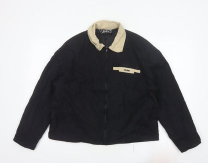 Couture Women’s Black Cotton Zip Jacket UK 8 Beige Collar Logo