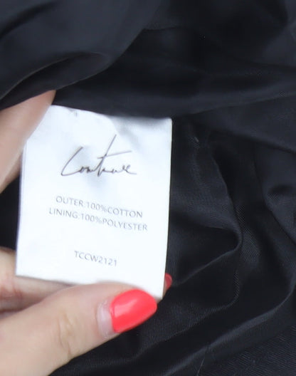 Couture Women’s Black Cotton Zip Jacket UK 8 Beige Collar Logo