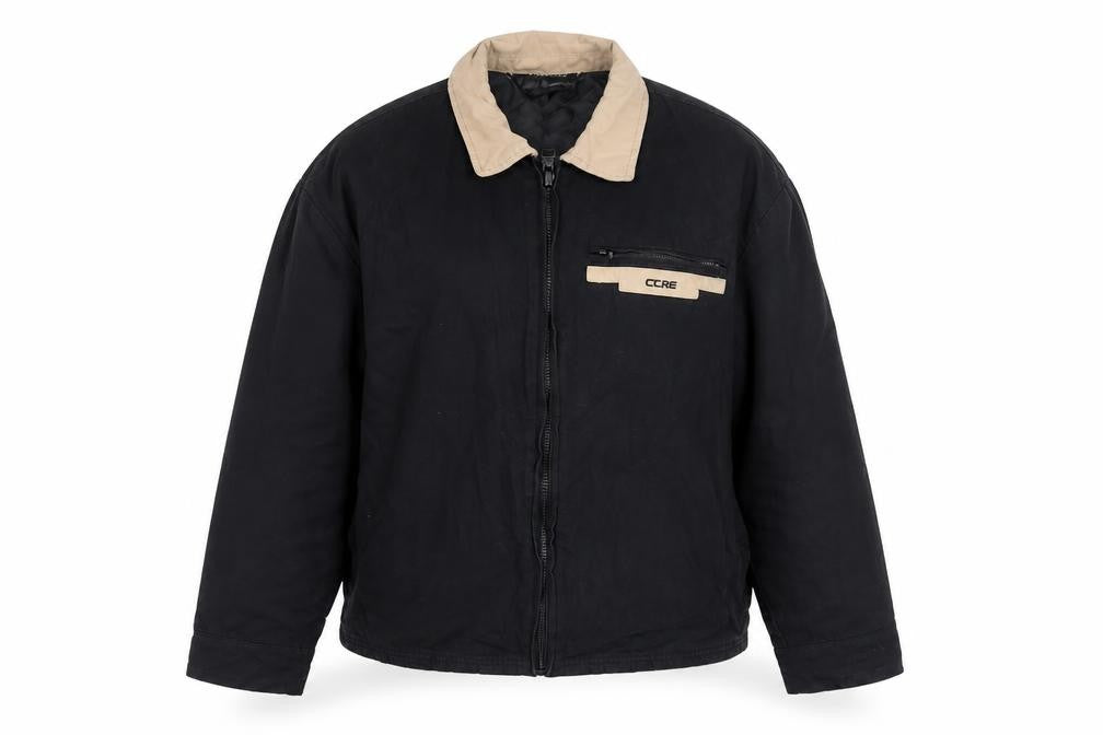 Couture Women’s Black Cotton Zip Jacket UK 8 Beige Collar Logo