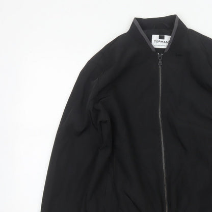 Topman Men's Black XS Bomber Jacket Full Zip Lined