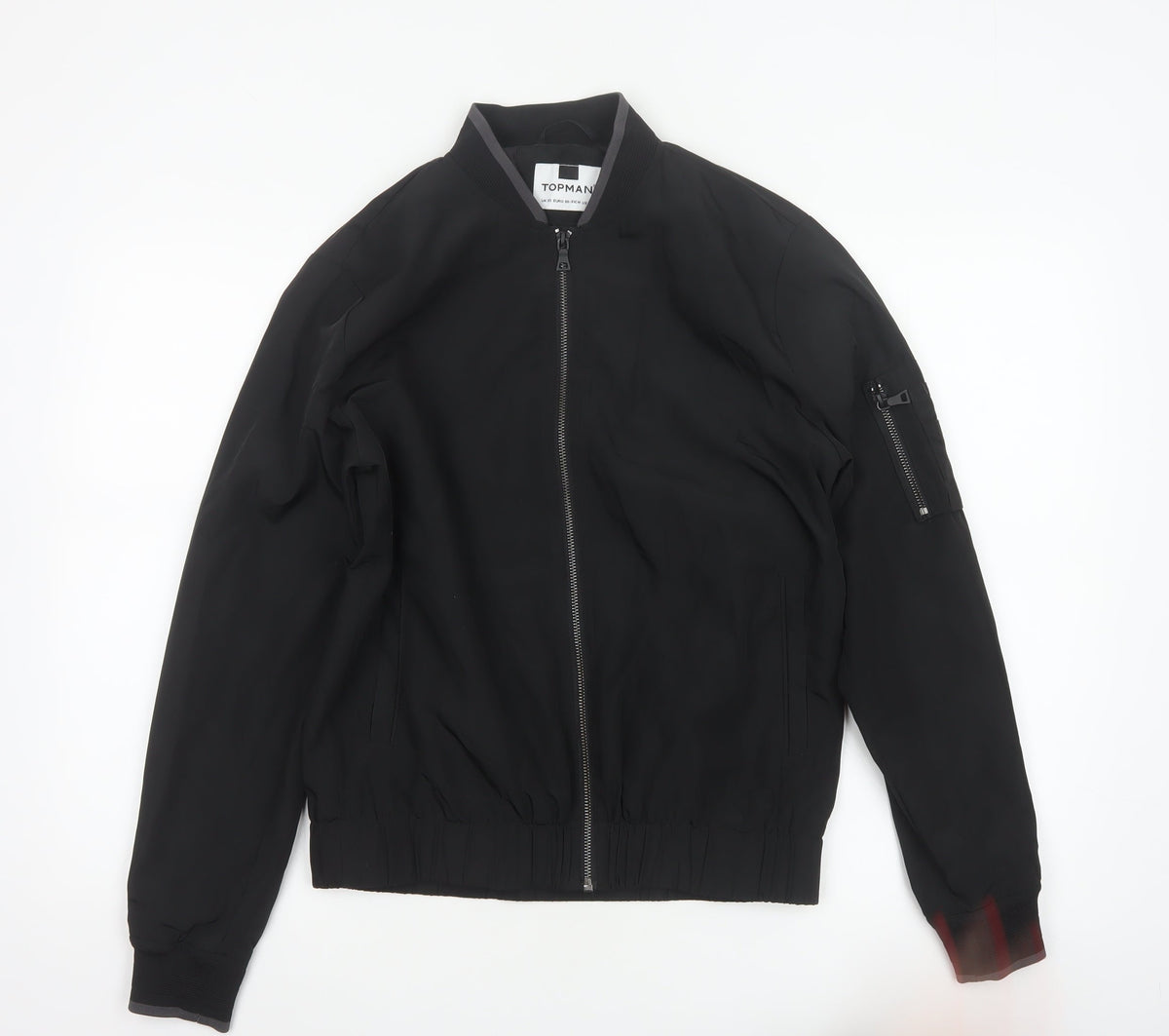 Topman Men's Black XS Bomber Jacket Full Zip Lined