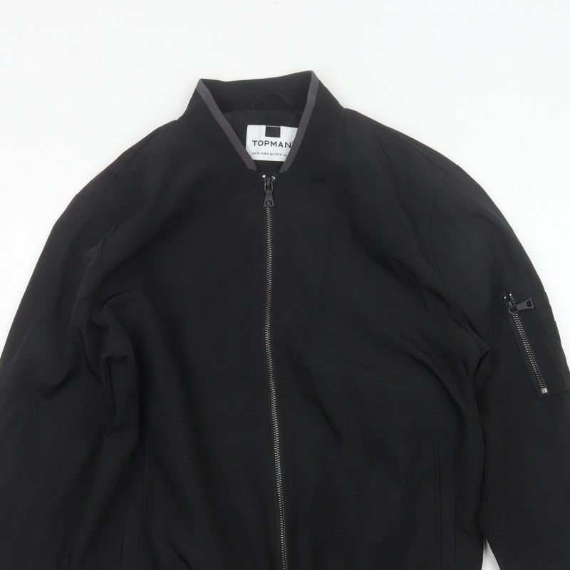Topman Men's Black XS Bomber Jacket Full Zip Lined