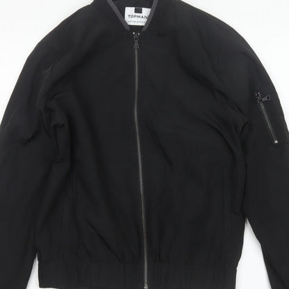 Topman Men's Black XS Bomber Jacket Full Zip Lined