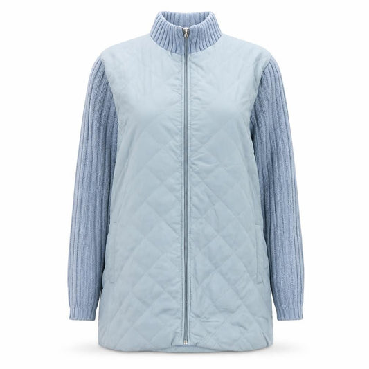 Anne de Lançay Women’s Blue M Quilted Knit Sleeve Zip Jacket