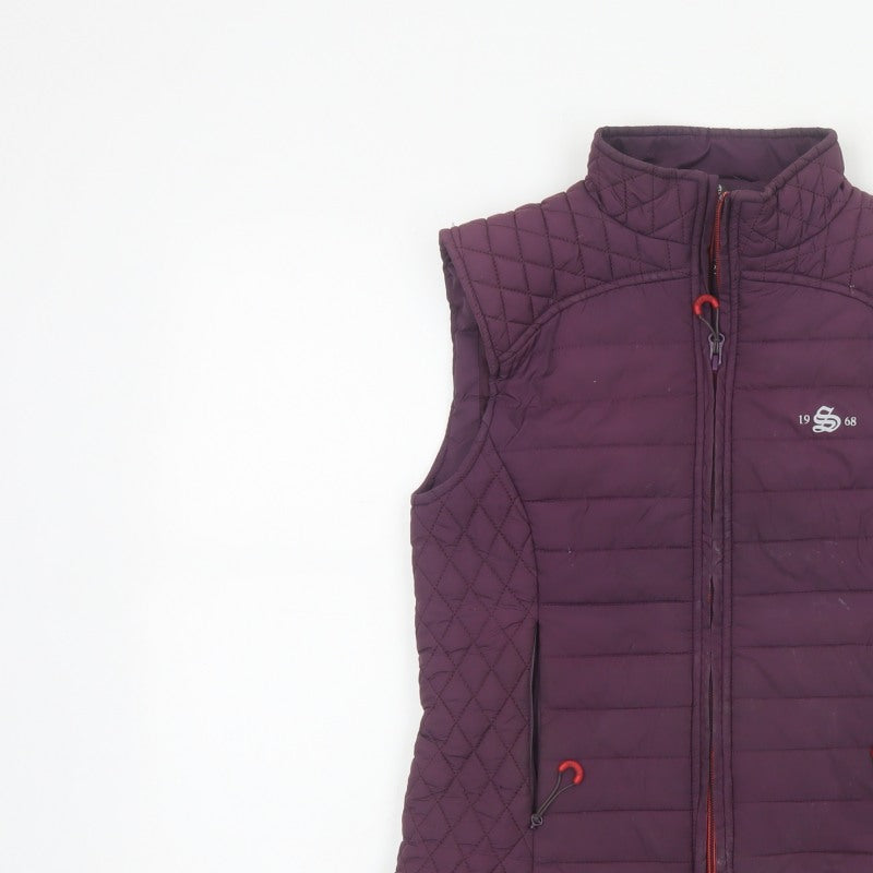 1968 Women’s Purple XS Quilted Padded Bodywarmer Gilet Zip Pockets