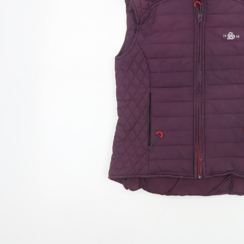 1968 Women’s Purple XS Quilted Padded Bodywarmer Gilet Zip Pockets