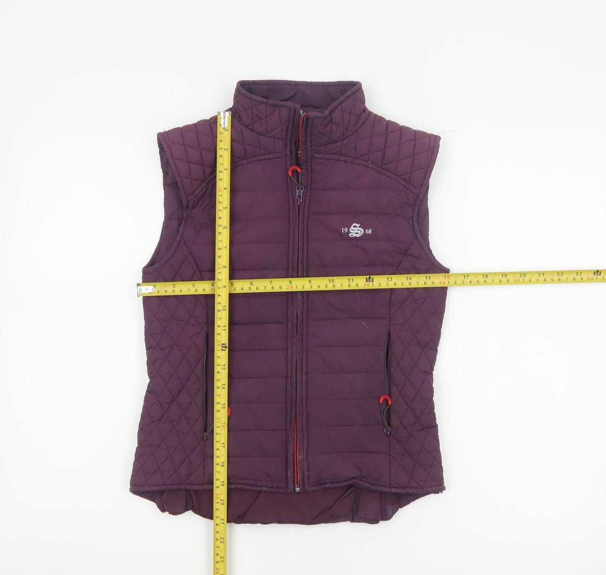 1968 Women’s Purple XS Quilted Padded Bodywarmer Gilet Zip Pockets