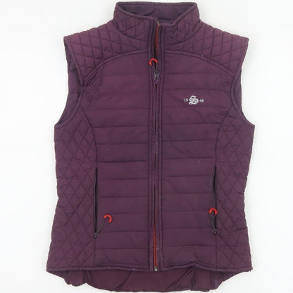 1968 Women’s Purple XS Quilted Padded Bodywarmer Gilet Zip Pockets