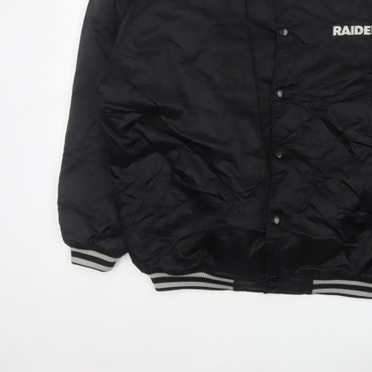 Reebok Men’s Black XL Raiders NFL Varsity Bomber Jacket Snap Logo