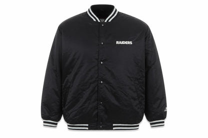 Reebok Men’s Black XL Raiders NFL Varsity Bomber Jacket Snap Logo
