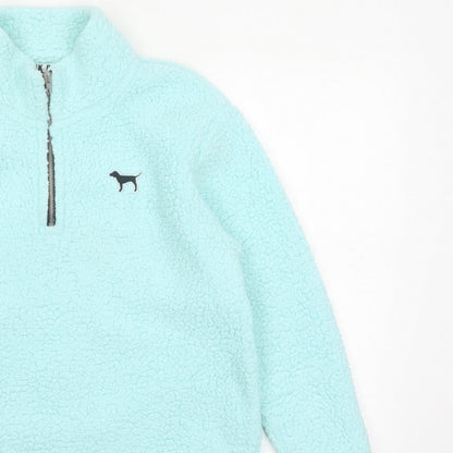 Victoria's Secret PINK Women Blue UK 10 1/4 Zip Fleece Sweatshirt