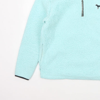 Victoria's Secret PINK Women Blue UK 10 1/4 Zip Fleece Sweatshirt