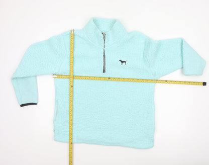Victoria's Secret PINK Women Blue UK 10 1/4 Zip Fleece Sweatshirt