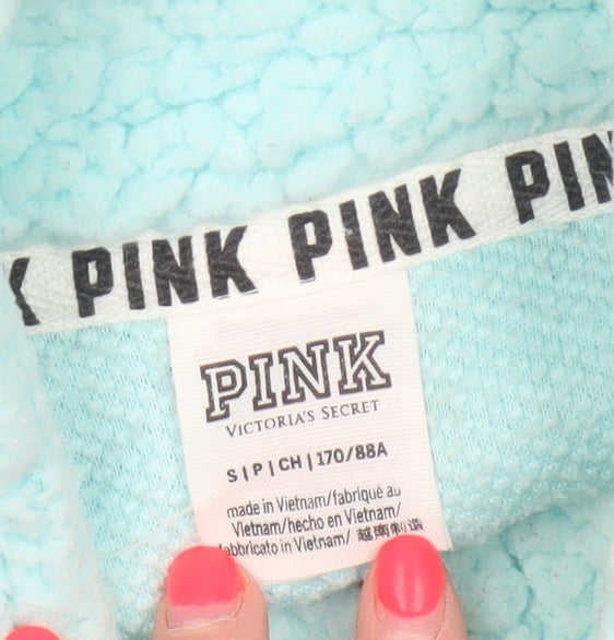 Victoria's Secret PINK Women Blue UK 10 1/4 Zip Fleece Sweatshirt