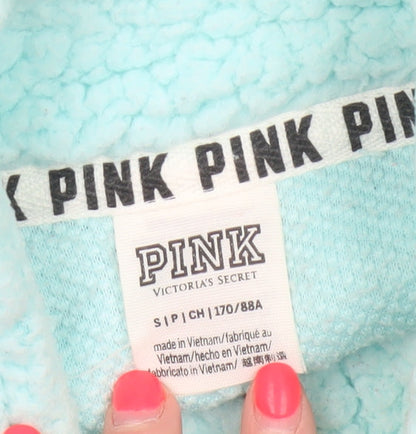 Victoria's Secret PINK Women Blue UK 10 1/4 Zip Fleece Sweatshirt