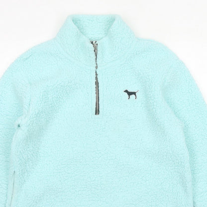 Victoria's Secret PINK Women Blue UK 10 1/4 Zip Fleece Sweatshirt