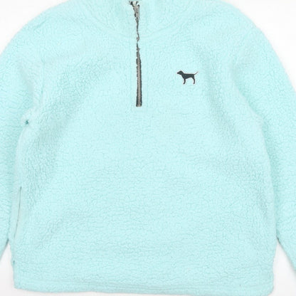 Victoria's Secret PINK Women Blue UK 10 1/4 Zip Fleece Sweatshirt