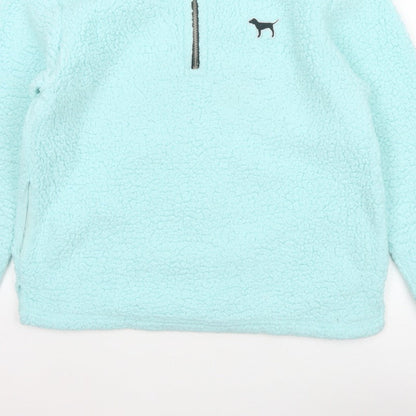 Victoria's Secret PINK Women Blue UK 10 1/4 Zip Fleece Sweatshirt