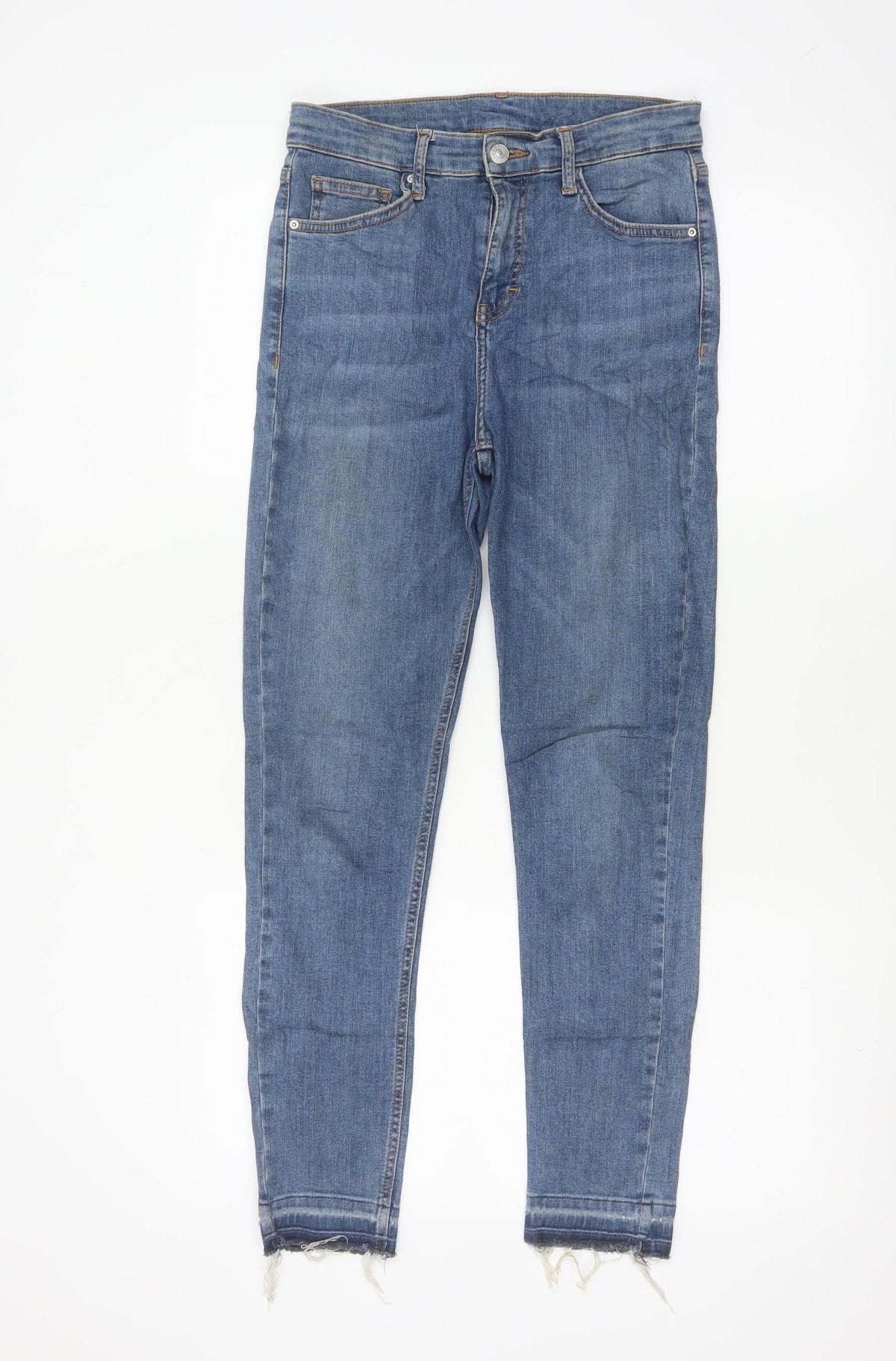 Topshop Moto Women Blue W28 L30 Skinny Mid Rise Frayed Hem Jeans