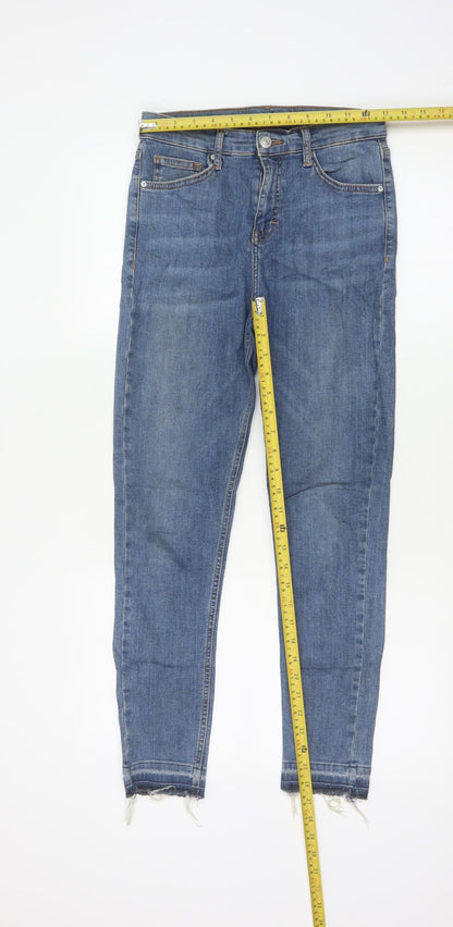 Topshop Moto Women Blue W28 L30 Skinny Mid Rise Frayed Hem Jeans