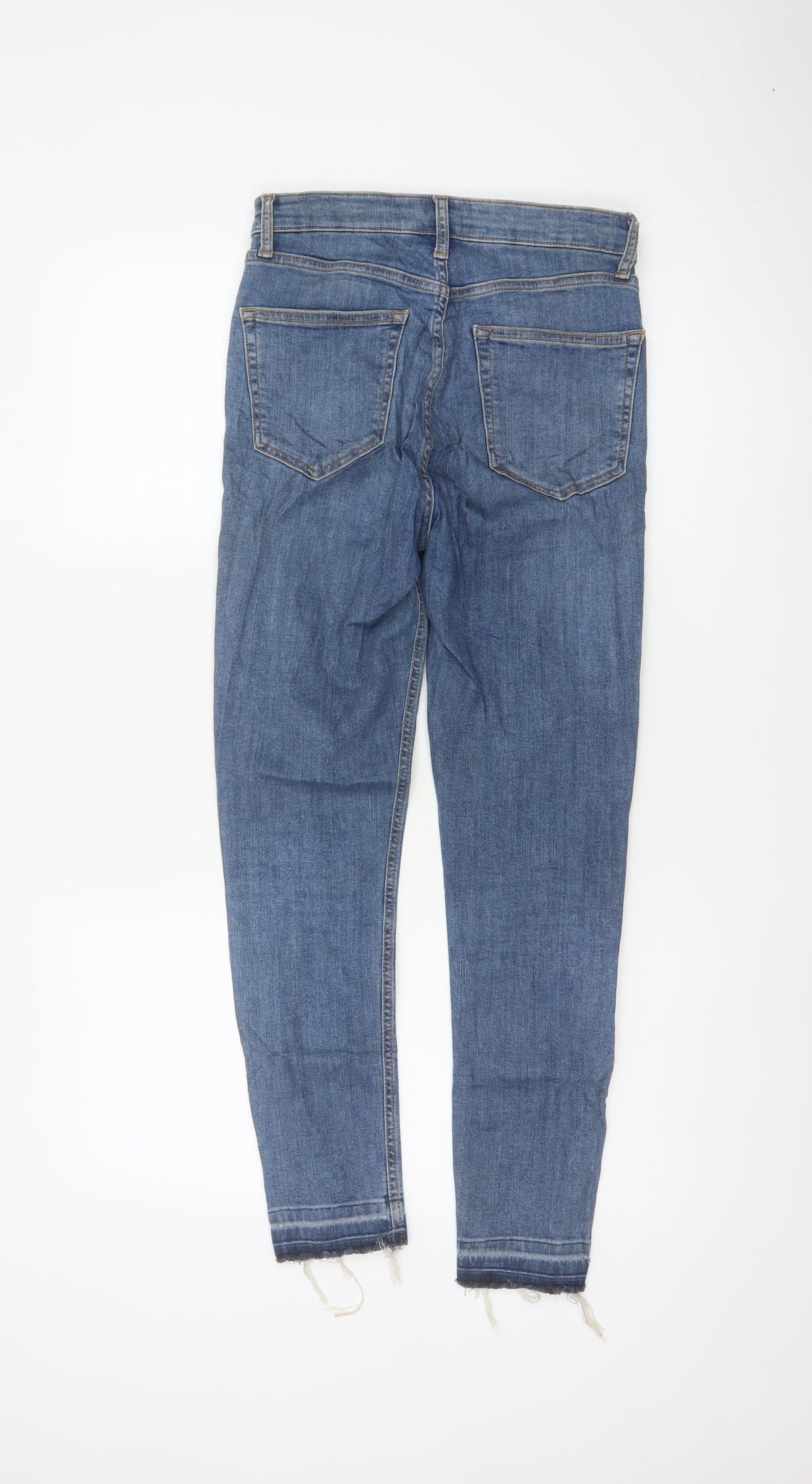 Topshop Moto Women Blue W28 L30 Skinny Mid Rise Frayed Hem Jeans