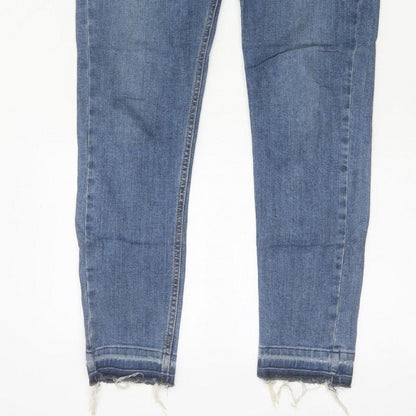 Topshop Moto Women Blue W28 L30 Skinny Mid Rise Frayed Hem Jeans