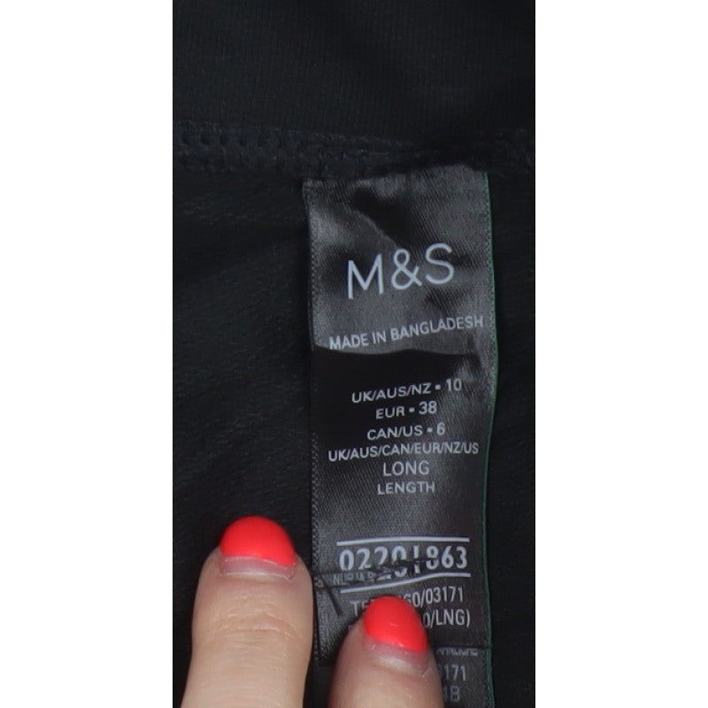 M&S Women’s Black Size 10 Long Straight Stretch Trousers