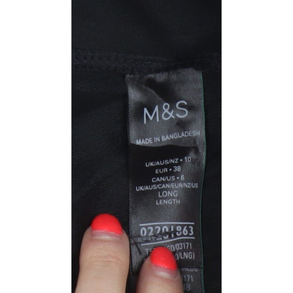 M&S Women’s Black Size 10 Long Straight Stretch Trousers