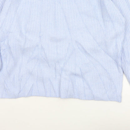 Marks and Spencer Women Blue L Rib Knit Crew Neck Pullover Jumper