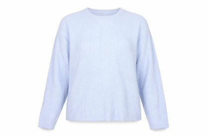 Marks and Spencer Women Blue L Rib Knit Crew Neck Pullover Jumper