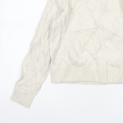 Marks and Spencer Women Ivory XS Cable-Knit Crew Neck Pullover Jumper