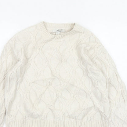 Marks and Spencer Women Ivory XS Cable-Knit Crew Neck Pullover Jumper