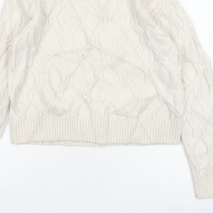 Marks and Spencer Women Ivory XS Cable-Knit Crew Neck Pullover Jumper