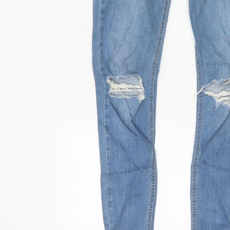 Topshop Moto Jamie Women Blue W28 UK 10 High Rise Distressed Skinny Jeans