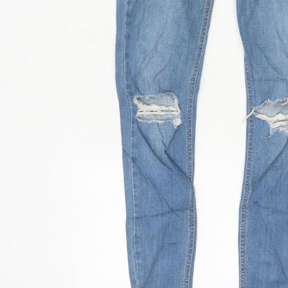 Topshop Moto Jamie Women Blue W28 UK 10 High Rise Distressed Skinny Jeans
