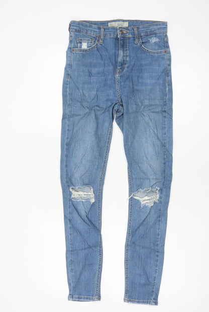 Topshop Moto Jamie Women Blue W28 UK 10 High Rise Distressed Skinny Jeans