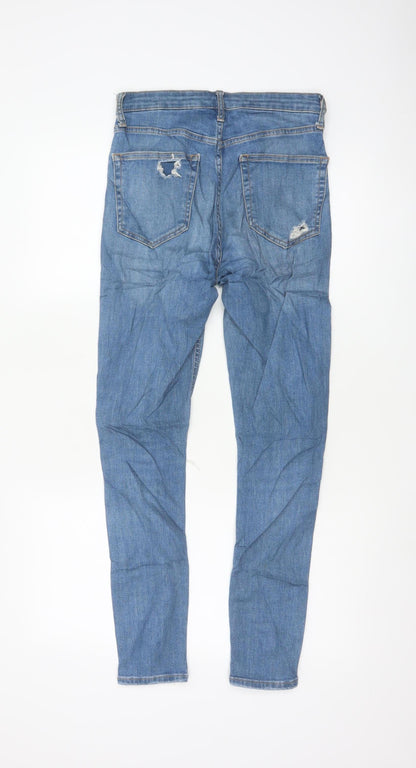 Topshop Moto Jamie Women Blue W28 UK 10 High Rise Distressed Skinny Jeans