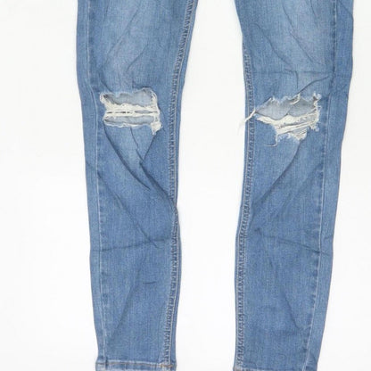 Topshop Moto Jamie Women Blue W28 UK 10 High Rise Distressed Skinny Jeans