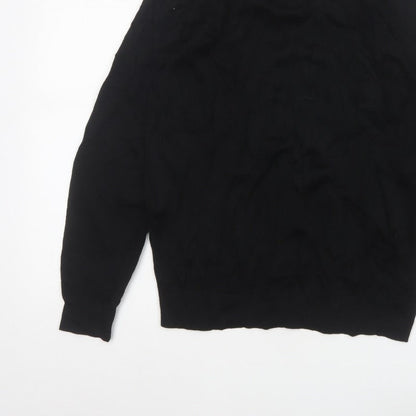 Autograph Men Black M Extra Fine Merino Wool 1/4 Zip High Neck Jumper