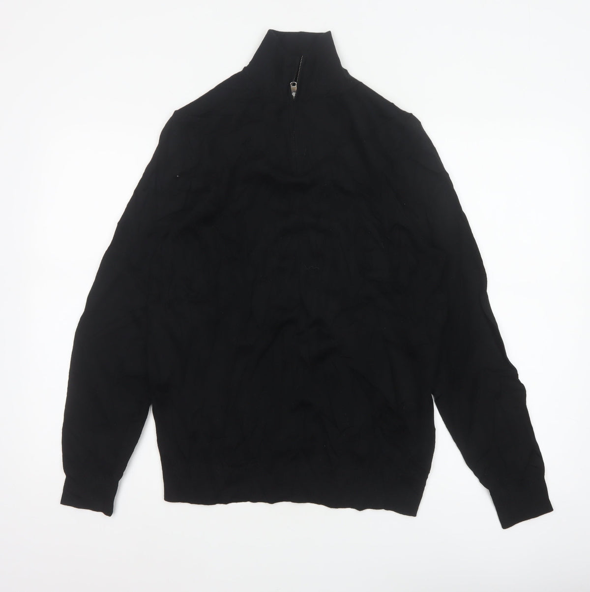 Autograph Men Black M Extra Fine Merino Wool 1/4 Zip High Neck Jumper